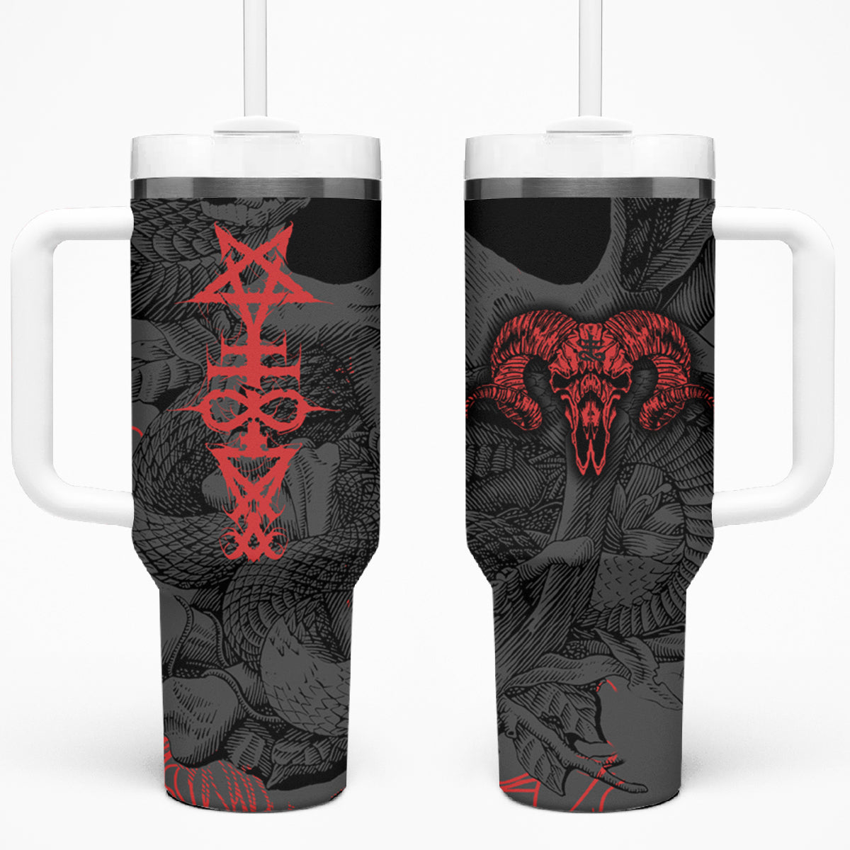 Skull Horror - Satan Symbol Grunge Tumbler With Handle