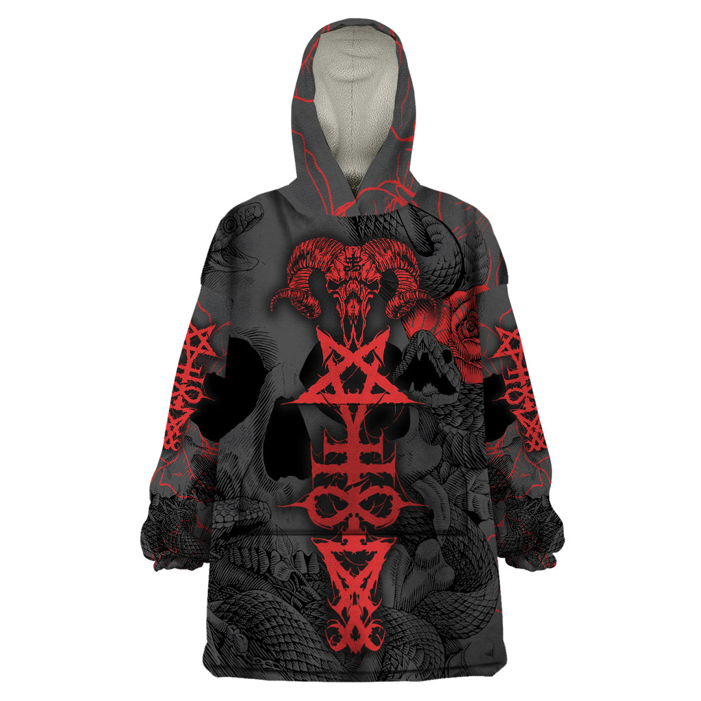 Skull Horror - Satan Symbol Grunge Wearable Blanket Hoodie - Wonder Print Shop