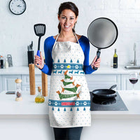 Dachshund Dog Tree Stack Apron with Blue White Paw Print Pattern Design - Wonder Print Shop