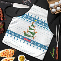Dachshund Dog Tree Stack Apron with Blue White Paw Print Pattern Design - Wonder Print Shop
