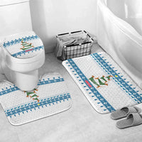 Dachshund Dog Tree Stack Bathroom Set with Blue White Paw Print Pattern Design - Wonder Print Shop