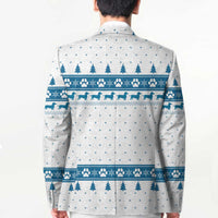 Dachshund Dog Tree Stack Blazer with Blue White Paw Print Pattern Design - Wonder Print Shop