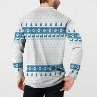 Dachshund Dog Tree Stack Button Sweatshirt with Blue White Paw Print Pattern Design - Wonder Print Shop
