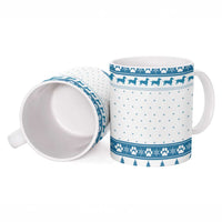 Dachshund Dog Tree Stack Ceramic Mug with Blue White Paw Print Pattern Design - Wonder Print Shop