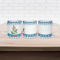 Dachshund Dog Tree Stack Ceramic Mug with Blue White Paw Print Pattern Design - Wonder Print Shop