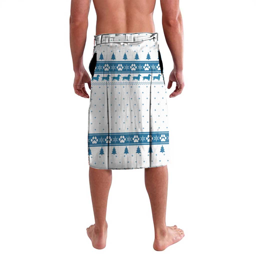 Dachshund Dog Tree Stack Lavalava with Blue White Paw Print Pattern Design - Wonder Print Shop