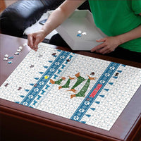 Dachshund Dog Tree Stack Puzzle with Blue White Paw Print Pattern Design - Wonder Print Shop