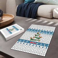 Dachshund Dog Tree Stack Puzzle with Blue White Paw Print Pattern Design - Wonder Print Shop