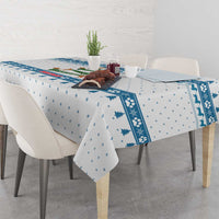 Dachshund Dog Tree Stack Tablecloth with Blue White Paw Print Pattern Design - Wonder Print Shop