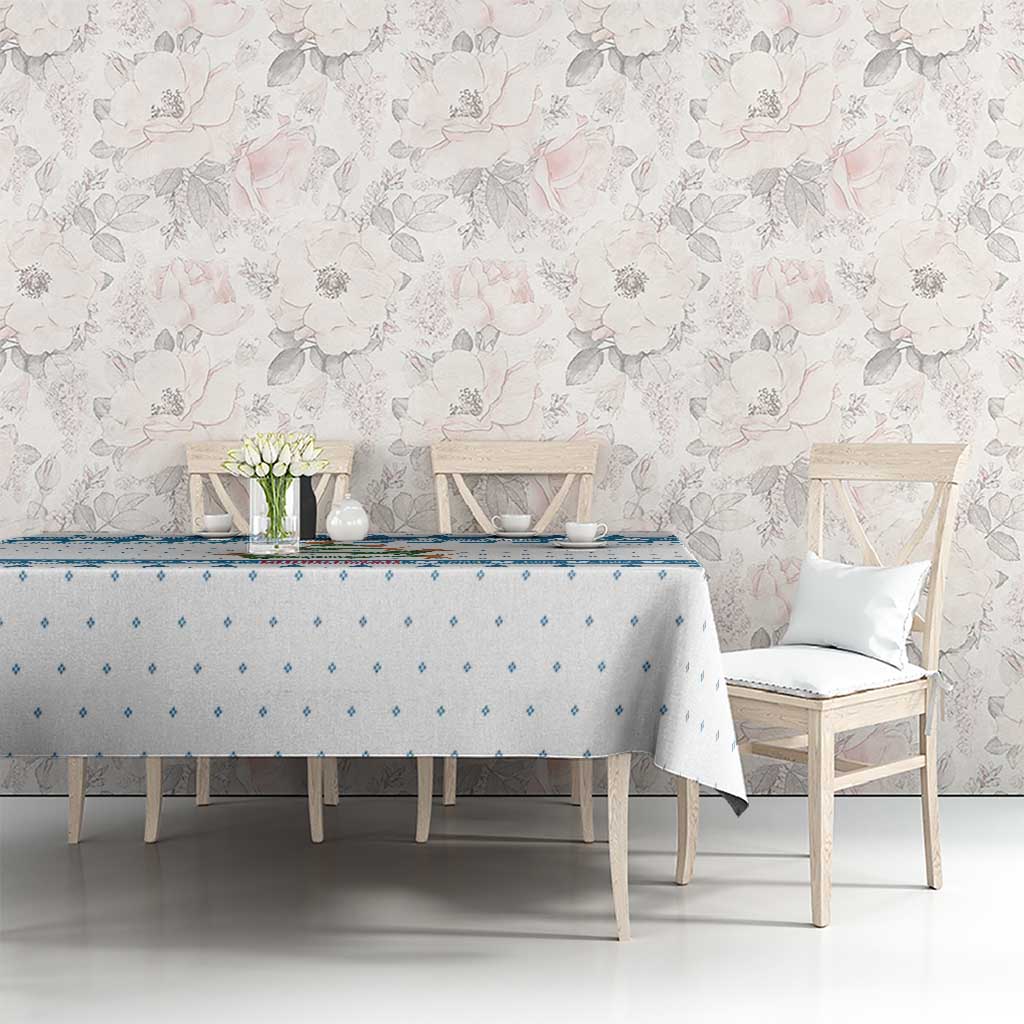 Dachshund Dog Tree Stack Tablecloth with Blue White Paw Print Pattern Design - Wonder Print Shop
