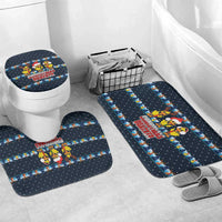 Funny Duck Characters Christmas Quacker Quote Bathroom Set with Navy Tree Pattern Design - Wonder Print Shop
