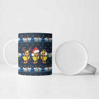 Funny Duck Characters Christmas Quacker Quote Ceramic Mug with Navy Tree Pattern Design - Wonder Print Shop