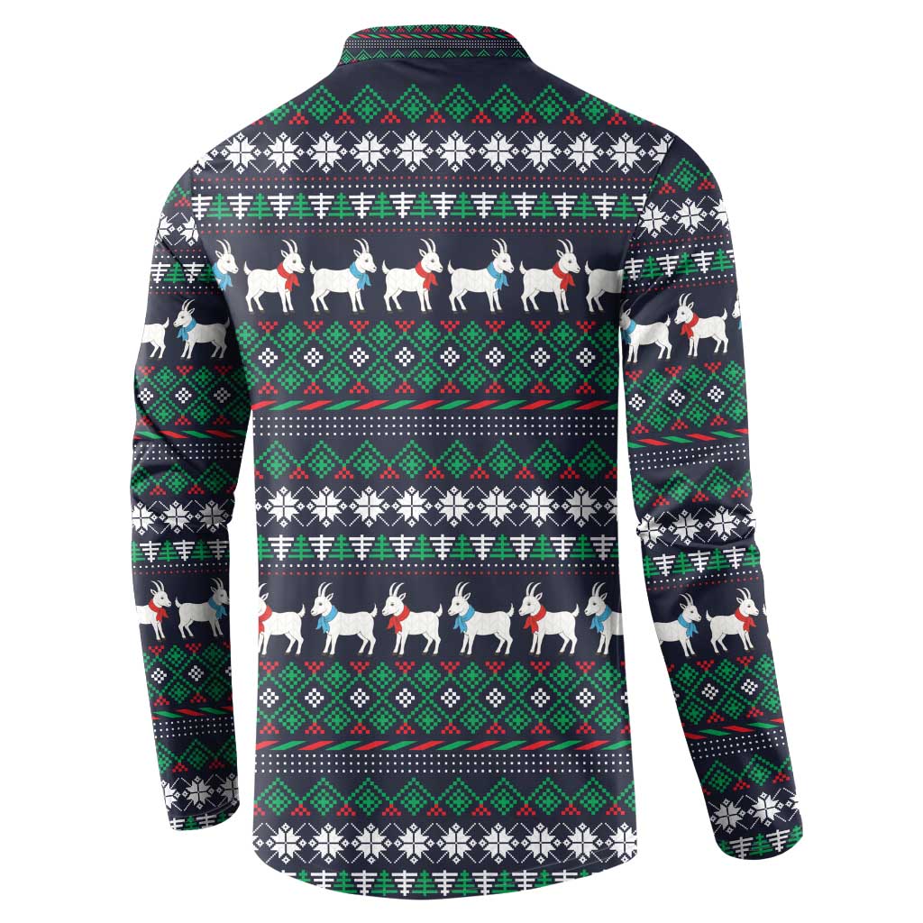 Cute Reindeer in Santa Hat Button Sweatshirt with Red Green Snowflake Knit Pattern Design - Wonder Print Shop