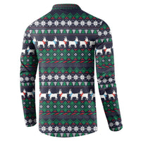 Cute Reindeer in Santa Hat Button Sweatshirt with Red Green Snowflake Knit Pattern Design - Wonder Print Shop