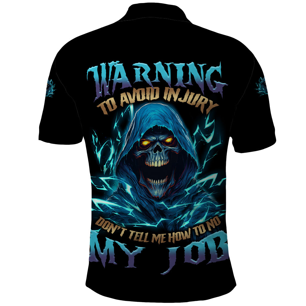 Warning To Avoid Injury Mad Reaper Skull Polo Shirt - Wonder Print Shop