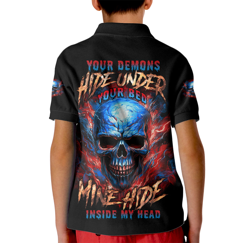 Your Demons Hide Under Your Bed Skull Kid Polo Shirt - Wonder Print Shop