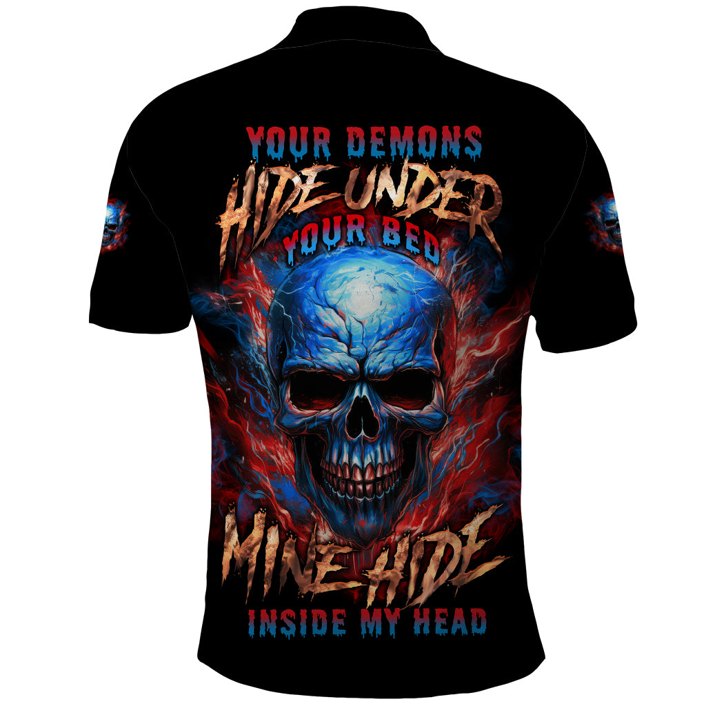 Your Demons Hide Under Your Bed Skull Polo Shirt - Wonder Print Shop