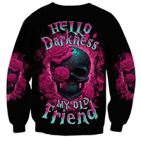 Unisex black sweatshirt with neon skull, roses, and 'My Old Friend' graphic