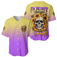 Multicolor sunflower skull baseball jersey, front and back views with gradient