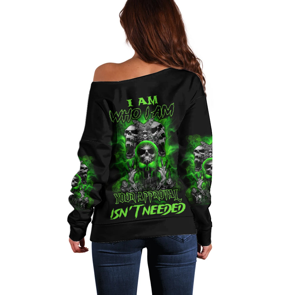 I Am Who I Am Skull Off Shoulder Sweater - Wonder Print Shop