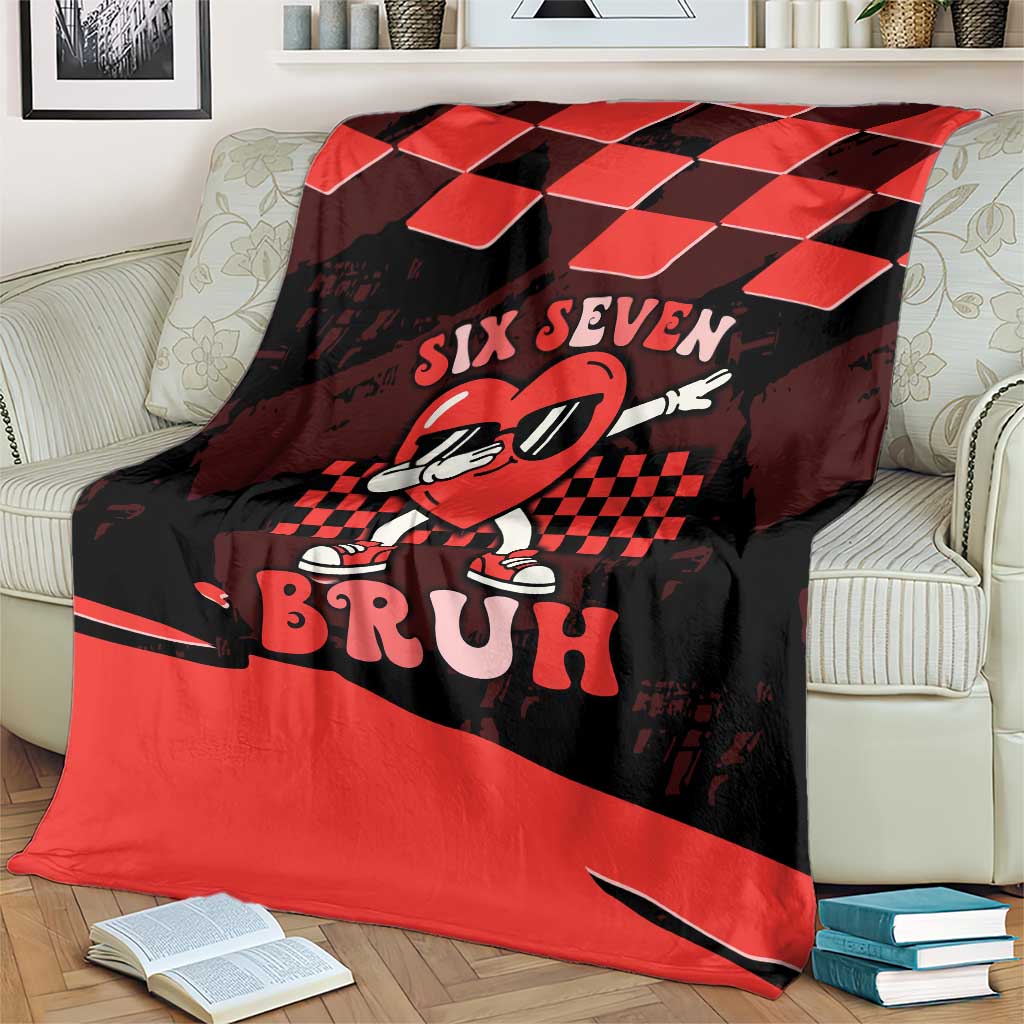 Six Seven Bruh Heart Blanket 67 Meme Cool Valentine’s Day Character Dabbing