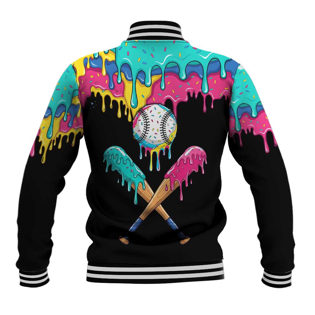 100 Days of School Baseball Baseball Jacket with Sweet Melting Drip Pattern