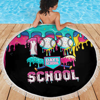 100 Days of School Baseball Beach Blanket with Sweet Melting Drip Pattern