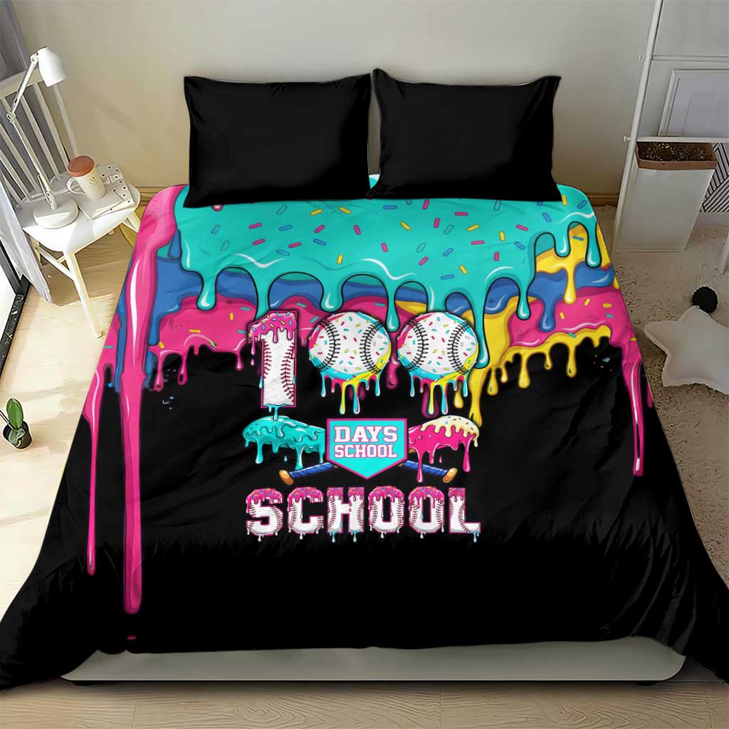 100 Days of School Baseball Bedding Set with Sweet Melting Drip Pattern