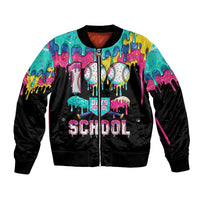 100 Days of School Baseball Bomber Jacket with Sweet Melting Drip Pattern
