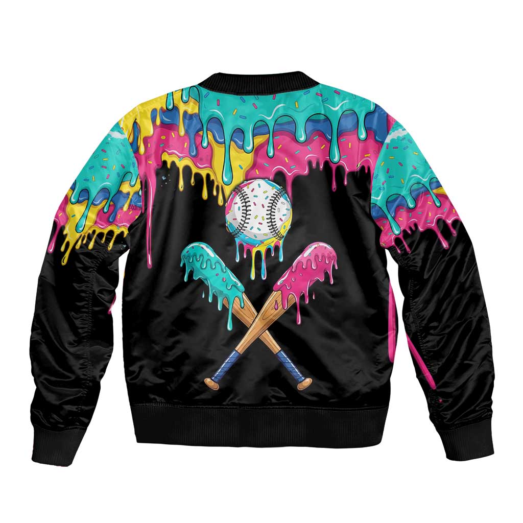100 Days of School Baseball Bomber Jacket with Sweet Melting Drip Pattern