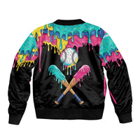 100 Days of School Baseball Bomber Jacket with Sweet Melting Drip Pattern