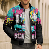 100 Days of School Baseball Bomber Puffer Jacket with Sweet Melting Drip Pattern