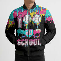 100 Days of School Baseball Bomber Puffer Jacket with Sweet Melting Drip Pattern