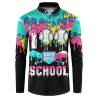 100 Days of School Baseball Button Sweatshirt with Sweet Melting Drip Pattern