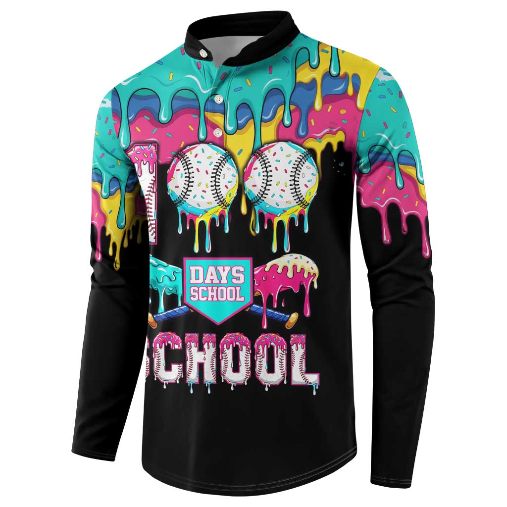 100 Days of School Baseball Button Sweatshirt with Sweet Melting Drip Pattern
