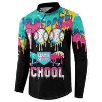 100 Days of School Baseball Button Sweatshirt with Sweet Melting Drip Pattern