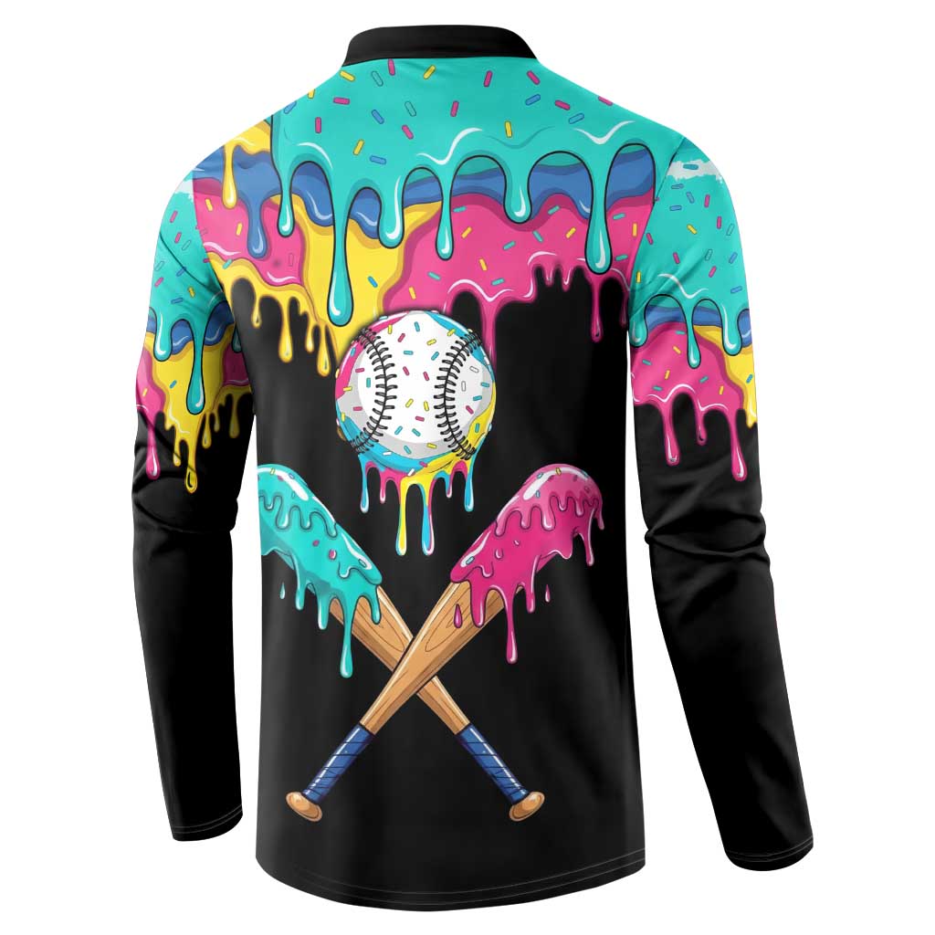 100 Days of School Baseball Button Sweatshirt with Sweet Melting Drip Pattern