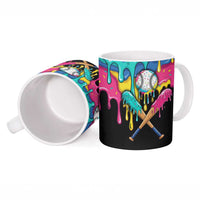 100 Days of School Baseball Ceramic Mug with Sweet Melting Drip Pattern