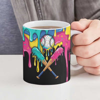 100 Days of School Baseball Ceramic Mug with Sweet Melting Drip Pattern