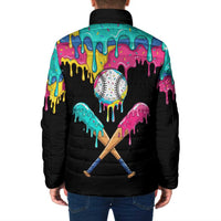 100 Days of School Baseball Padded Jacket with Sweet Melting Drip Pattern