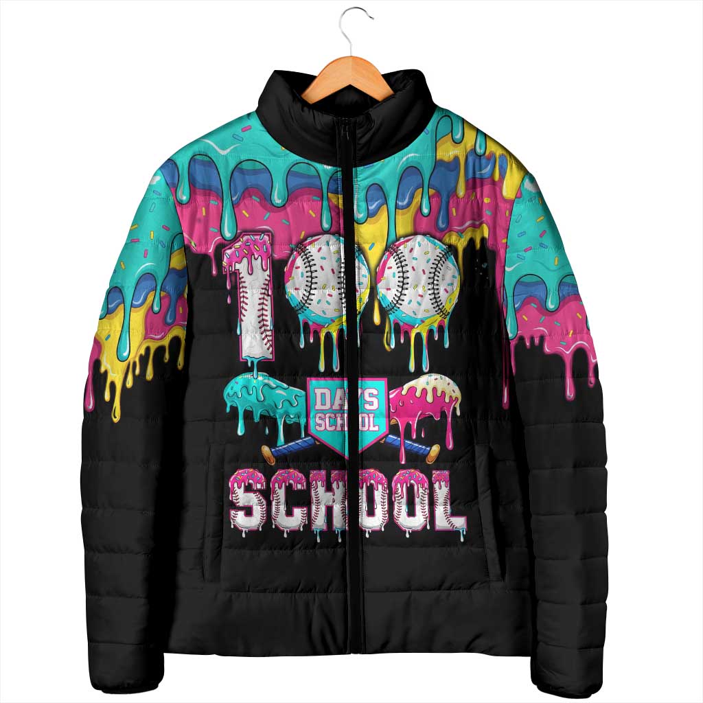 100 Days of School Baseball Padded Jacket with Sweet Melting Drip Pattern