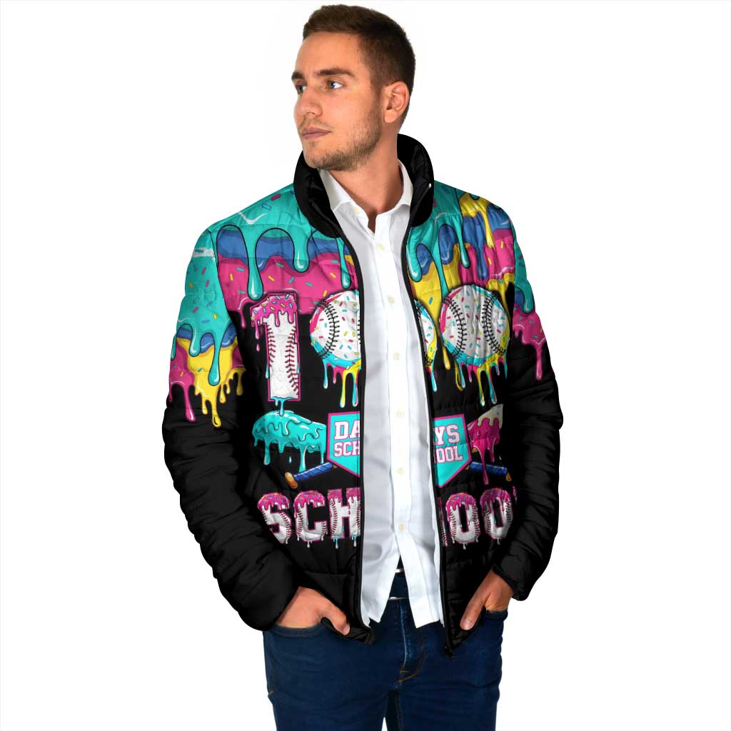 100 Days of School Baseball Padded Jacket with Sweet Melting Drip Pattern