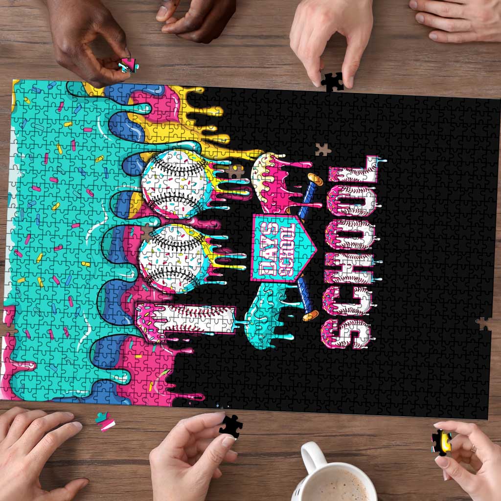 100 Days of School Baseball Puzzle with Sweet Melting Drip Pattern