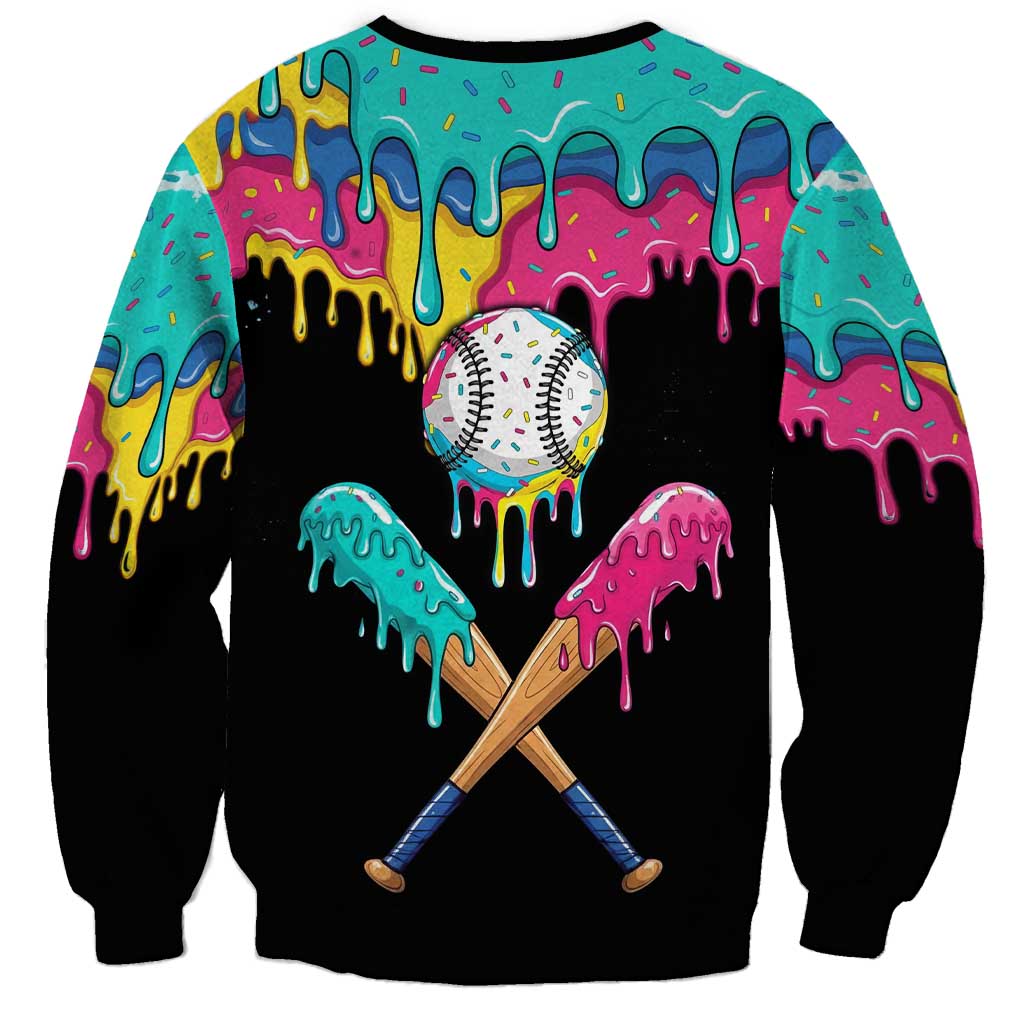 100 Days of School Baseball Sweatshirt with Sweet Melting Drip Pattern