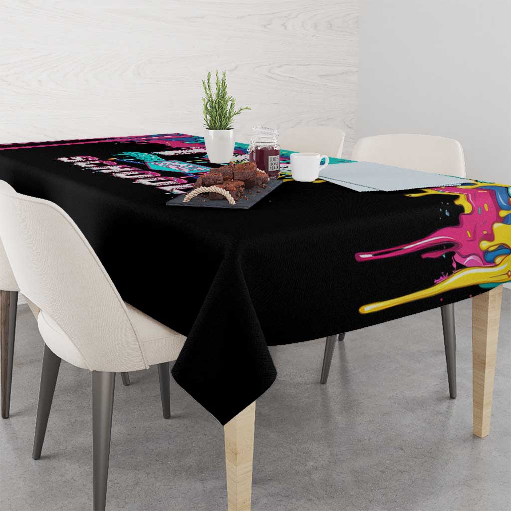 100 Days of School Baseball Tablecloth with Sweet Melting Drip Pattern