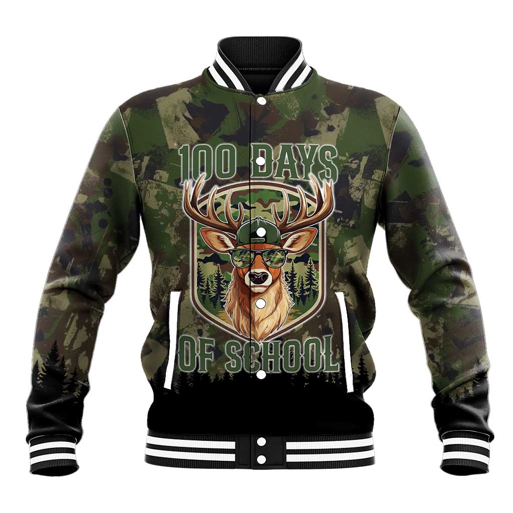 Deer 100 Days of School Baseball Jacket Camo Deer Adventure Forest