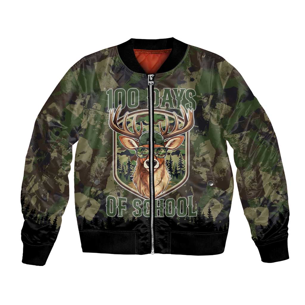 Deer 100 Days of School Bomber Jacket Camo Deer Adventure Forest