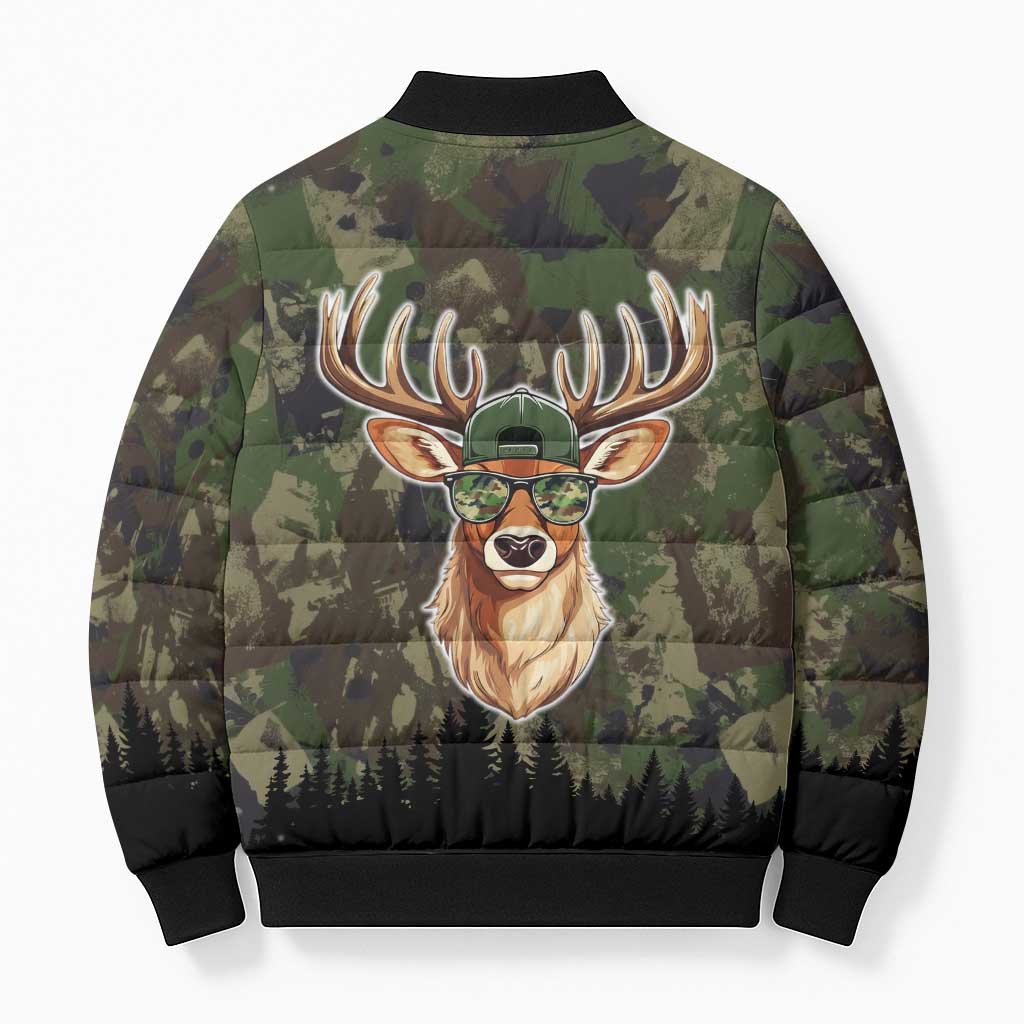 Deer 100 Days of School Bomber Puffer Jacket Camo Deer Adventure Forest
