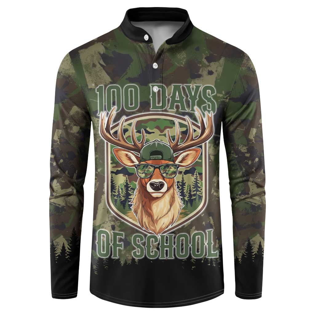 Deer 100 Days of School Button Sweatshirt Camo Deer Adventure Forest