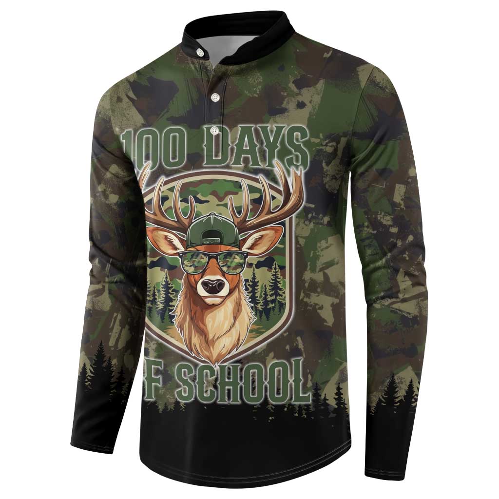 Deer 100 Days of School Button Sweatshirt Camo Deer Adventure Forest